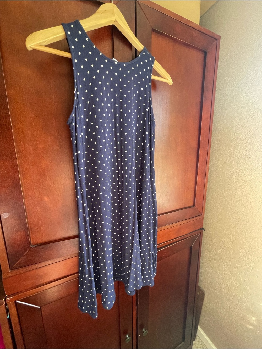 OLD NAVY Navy Blue With White Polka Dots Swing Dress Women's Size Small